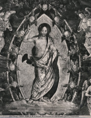 Brogi — Roma. S.M. in Aracoeli. Glorificazione di S. Bernardino (part.re): Pinturicchio. — particolare, Cristo Redentore in gloria